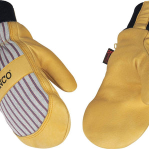 Kinco, 1927KWT-M, Golden Premium Grain Pigskin Palm, Polyester & Elastic Knit Wrist with Leather Pull-Tab, Heatkeep® Thermal Insulation, Mitt Outer Shell Over 5-Finger Glove Inside, Medium